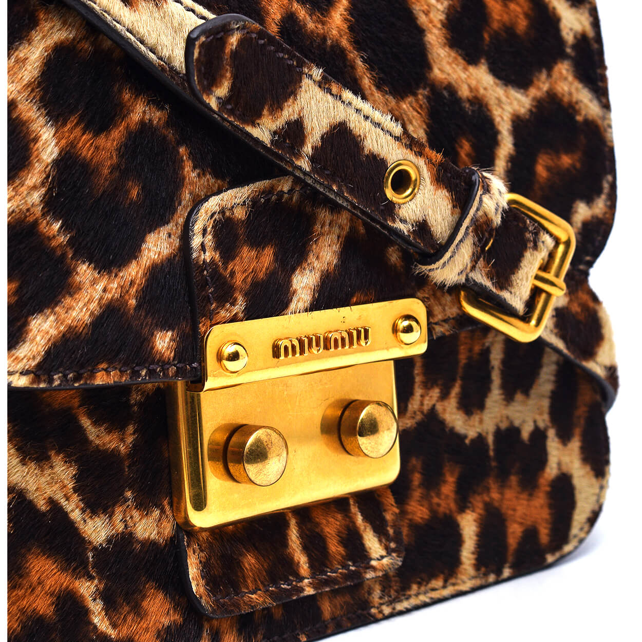 Miu Miu - Leopar Ponyhair Small Madras Crossbody Bag